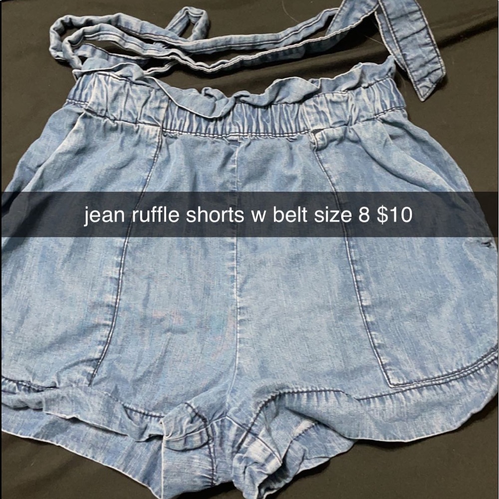 jean ruffle shorts size 8
